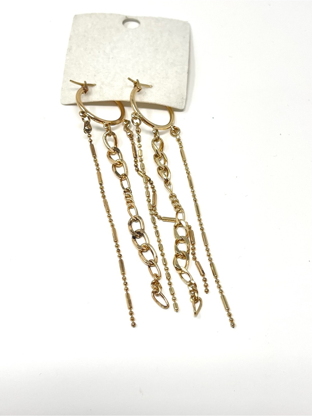 New Free People Hoop Chain Linear Earrings - Picture 2 of 3
